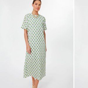 Hyacinth House Tuckernuck Green and Purple Geometric Brentwood Caftan Dress